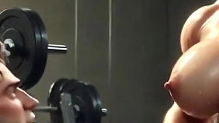 Strong Muscular Woman Crushing Slave with Foot Worship During Training