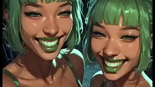 Hot Sexy Lesbians Tongue and Kiss Fetish, Ai Animation