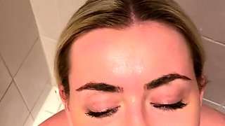 Blonde amateur blowjob POV in public