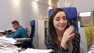 Bambi's juicy lips wrap around Tony in a steamy office tryst