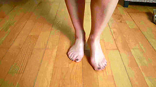 Sheer Nylon Feet Gliding on Wooden Floor - Slow Asmr Sliding Sounds