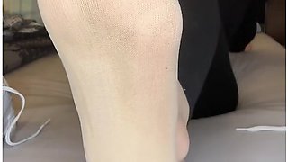 Oh My Slave, Come To The Edge Of My Bed And Test Of My Smelly And Sweaty Nylon Pedsocks