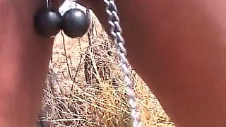 A Sexy Black Slut From Germany Gets Tied up and Spanked Hard Outdoors