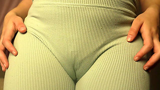 Indian Pregnant Stepmom Camel Toe Pussy Doing in Blue Leggings and Masturbating Then Playing with Her Panties and Big Tits
