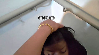 Shy Girl Gets Convinced in Elevator to Swallow a Stranger's Cum