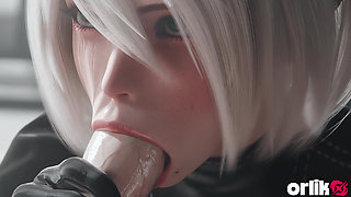 2b Nier Automata Blowjob & Town Cowgirl Fuck - Creamy Pussy & Creampie Ending 3D Animation