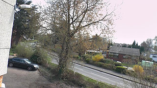 German cougar slut stuffs herself with a big dildo