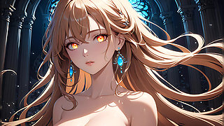 Soft Starlight a Beautiful Young Woman with Glowing Eyes in Animated Style