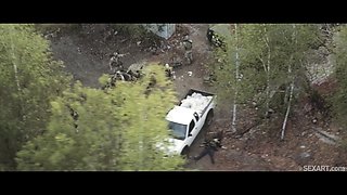 Stunning blonde teen fingering pussy in the great outdoor