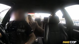 Cop takes chesty blond into a car scrap yard for a hardcore fuck - faux cop