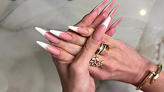 French Manicure Long Nails and Long Fingers
