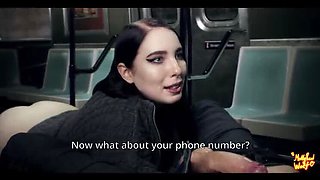MollyRedWolf Hot Brunette Sucks Cock on Train - Blowjob & Cum in Mouth