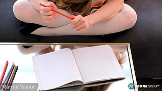 Brunette Marina Vaylor Pinches Nipples and Fingers Her Pussy