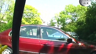 Babe Pounds Wet Pussy with Blue Dildo in Car