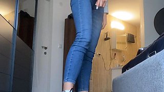 Perfect blond making solo masturbation