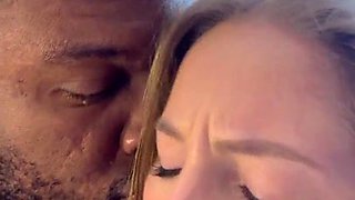 Curvy blonde enjoys passionate interracial hardcore fun