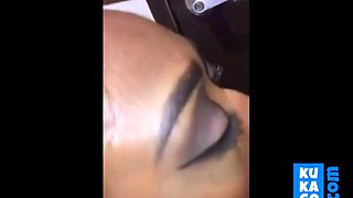 Black Girl's Cheating Blowjob in Bathroom