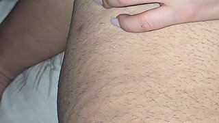 Step mom hand will slip on step son dick while is on his leg or not
