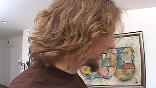 Blonde girl has cum dripping off pussy after riding a monster cock