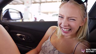 Slim Blonde Braylin Bailey Gets Teased With a Vibrator, Gives BJ In the Car & Enjoys Hot Indoor Sex