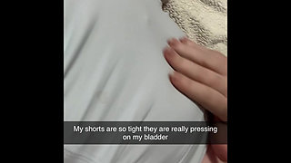 Desperate to piss in tight shorts