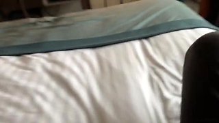 Hot Morning Surprise with a Coworker in a Shared Hotel Bed