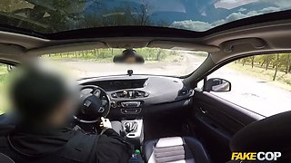 Cop fucks teenage in his fresh police car - faux cop
