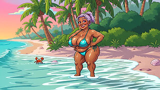 Busty Granny Huge Boobs Beach Tease - New Ai Style
