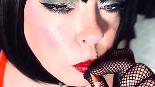 Smoking Mistress Tina Snua Chain Smokes 2 Superking cigarettes In Fishnet Gloves - Smoker smoke BBW Chubby