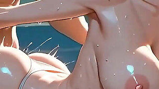 Gol Lady Reze Hard Anal Sex in the Pool