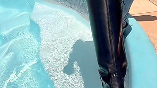 Wet Poolside Tease with April Big Ass