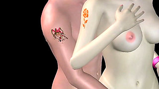 Animated 3D Porn - Beautiful Girl and Asian Man Romantic Foreplay