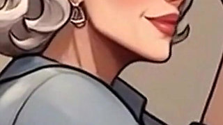 Waifu Secretary POV - White Hair GILF & Brunette Office Close-up Teasing