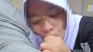 My Hijab Stepsister in Law Running Late, She Give Me a Car BJ for Helping Her - Minokiiko