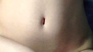 Blonde stands doggystyle and rubs her pussy with her hand