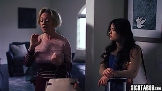 Asian teen having energetic lesbian sex