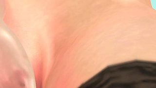 Animated 3D Lesbian Porn - Girl on Desk Boob Press & Fingering Then Mutual Fingering in Classroom