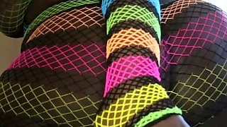Marley XXX: Colorful Fishnet BBW Dominates White Sub with Scissorhold & Ass Worship