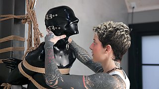 Brunette slave girl enjoys the harsh fetishes of a bdsm game