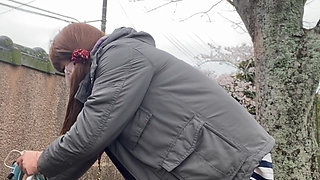 No165 Rotor set with pantyhose exposed in the park in the morning