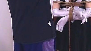 Whh02 - a Chinese Girl Wearing White Stockings and Blindfolded, Bound by Ropes Vibrates to Orgasm