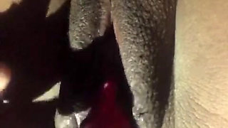 Jerking off with a dildo