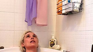 Amateur blonde Kaira in mini skirt masturbation scene