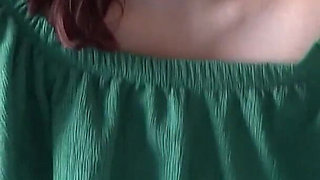 Wife Playing with Pussy in Green Summer Dress