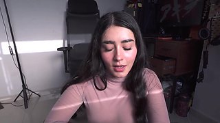 Delicious hottie catches her stepdad watching porn and anal rides his dong