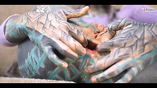 Hippie's Inked Asshole Fucking Toy and Real Big Cock