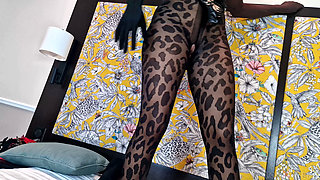 POV Julia Kate Black Nylon Leopard Fetish Sex
