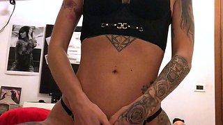 Sexy amateur redhead teen double dildo action