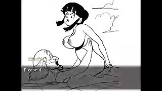 Stellar toon dark-haired with ginormous mounds is bellowing from sheer pleasure while railing a rock rigid spunk-pump