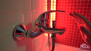 Brunette Alice Kellys Softcore Shower Solo to Soft Music